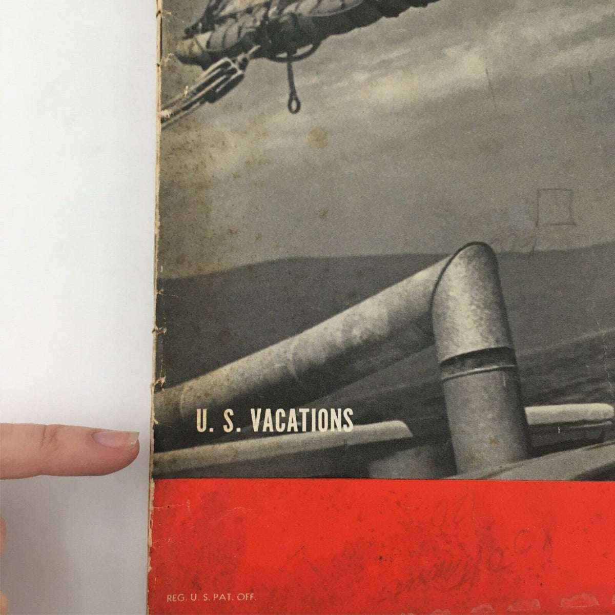 Side view of VTG Life Magazine August 5 1940 displaying the text 'U.S. Vacations' along with a vintage design.