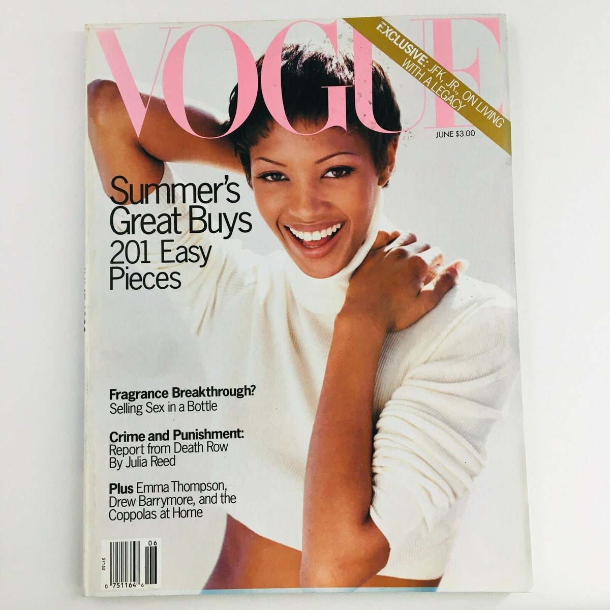 Cover of Vogue Magazine, June 1993, featuring English model and actress Naomi Campbell, no label
