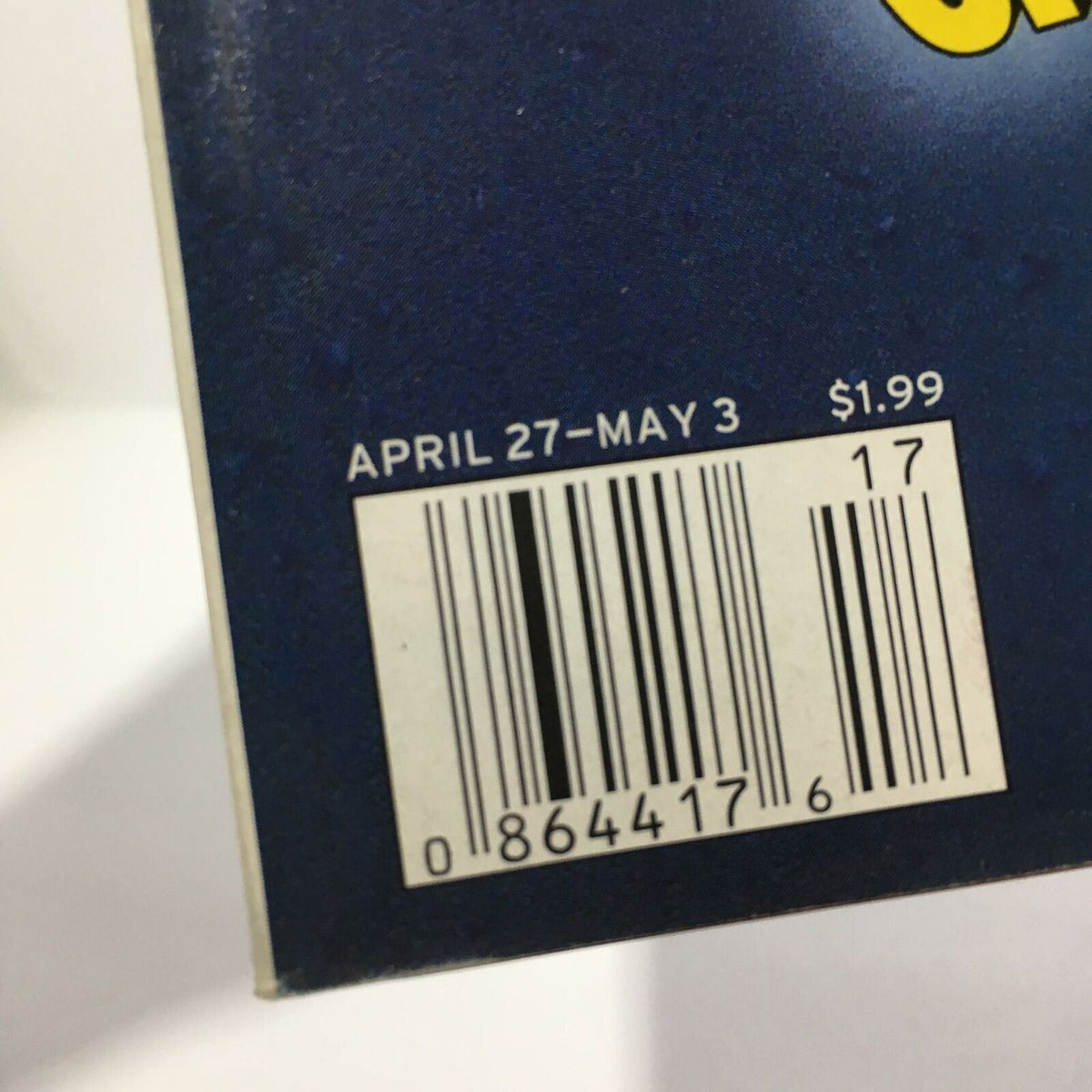 Barcode from the TV Guide April 27-May 3 2002 Spider-Man! Tobey Maguire Cover, showing the pricing and publishing details.