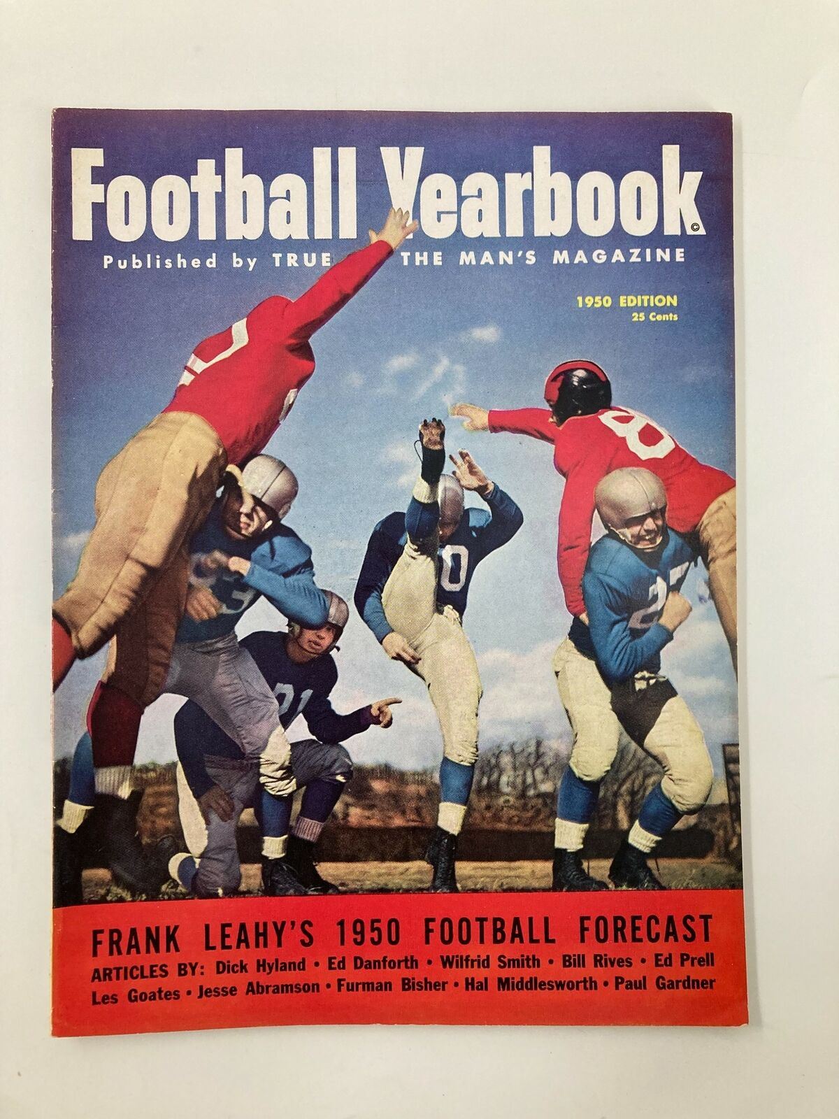 Cover of the VTG Football Yearbook 1950 Edition featuring action-packed football imagery and Frank Leahy's Football Forecast.