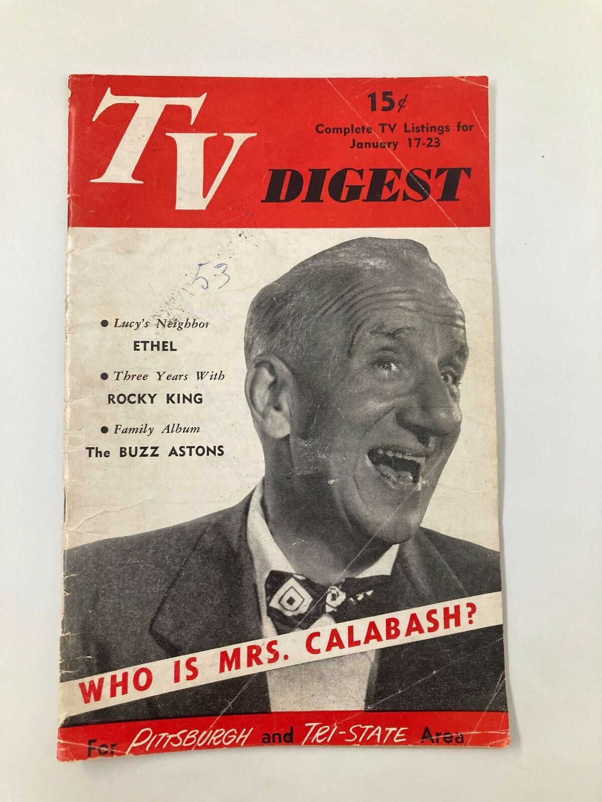 Cover of TV Digest Magazine, Lot of 24, featuring a vintage design and highlights from television programs, including Lucy's Neighbor Ethel and The Buzz Astons, showcasing entertainment history.