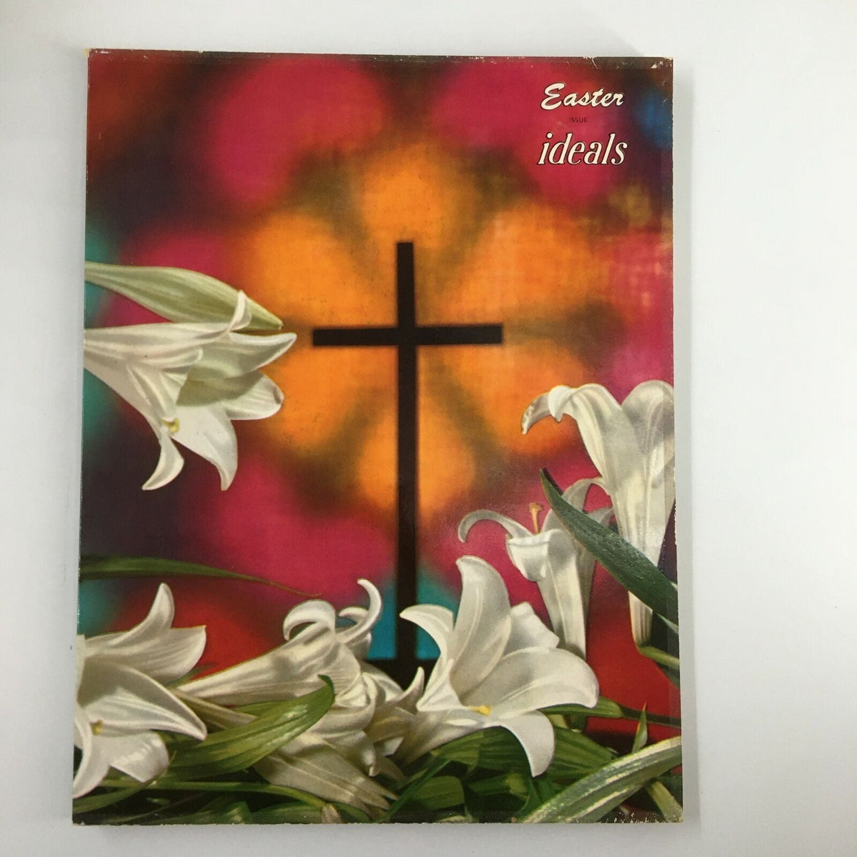 Cover of Ideals Vol. 17 No. 1 March 1960 Easter Issue featuring a vibrant illustration with Easter lilies and a cross against a colorful background.