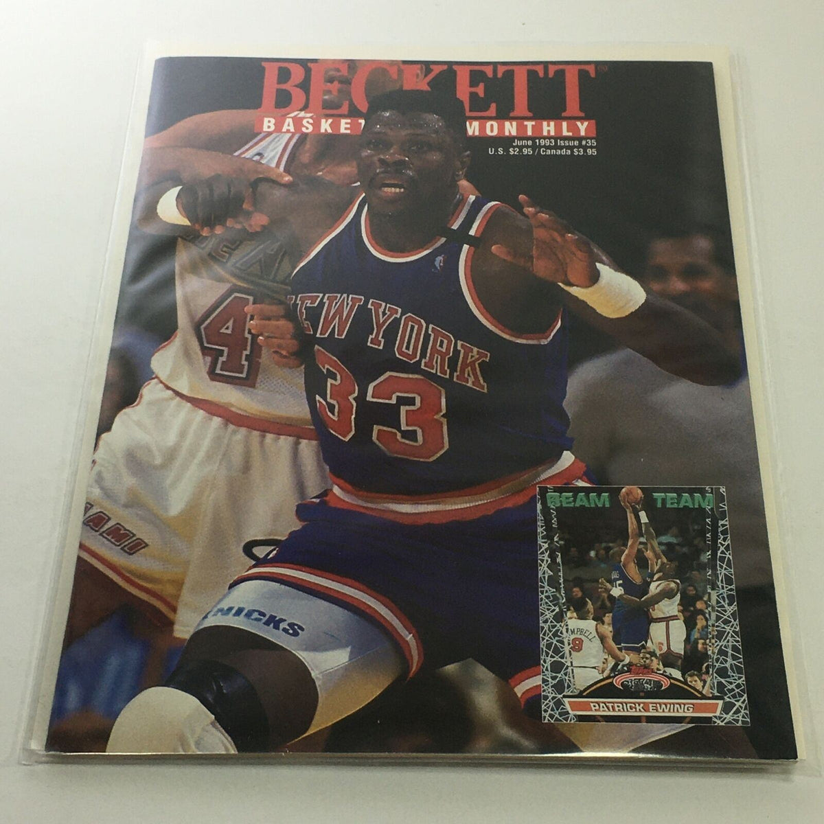 June 1993 issue of Beckett Basketball Monthly featuring Patrick Ewing, reflecting on his defining moments and impact in the NBA.
