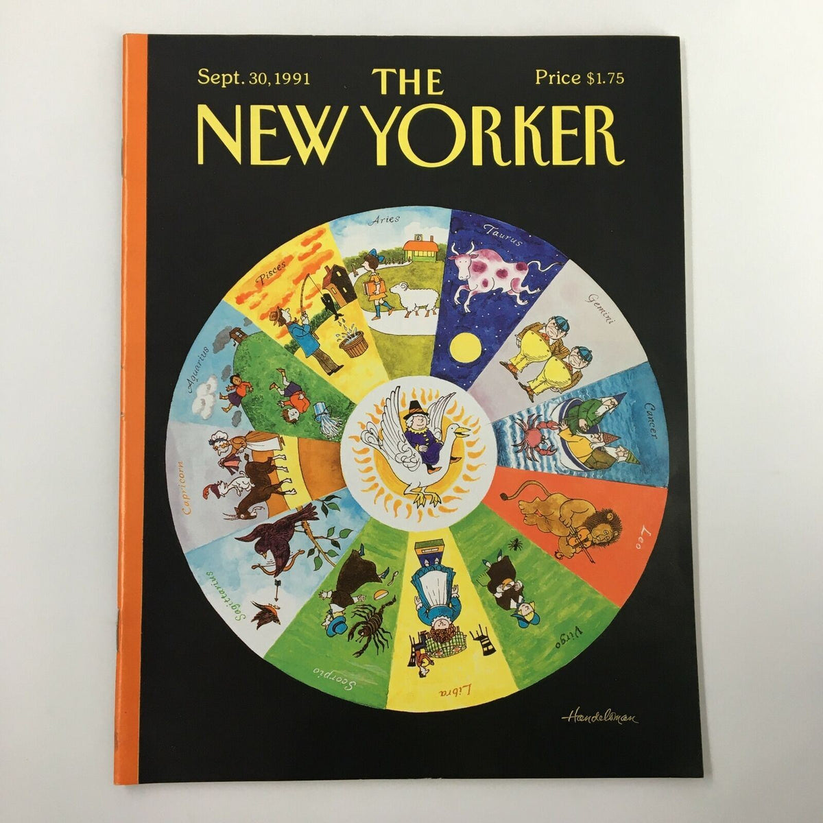 Cover of The New Yorker magazine from September 30, 1991, featuring Zodiac Signs illustrated by JB Handelsman.