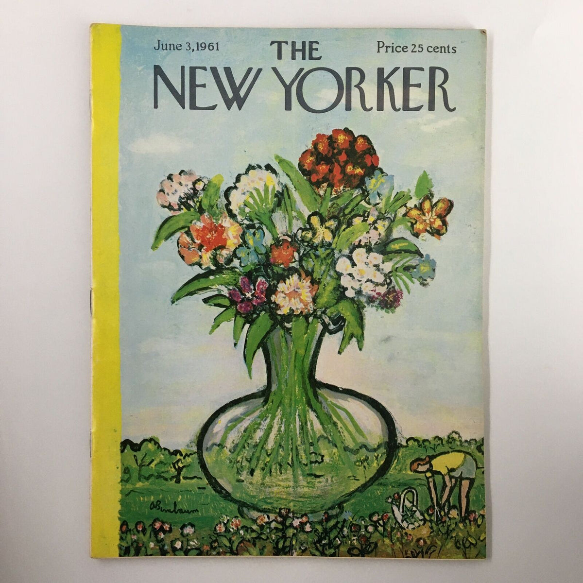 Cover of The New Yorker Full Magazine June 3 1961 featuring fresh flowers in a vase, illustrated by Abe Burnbaum.