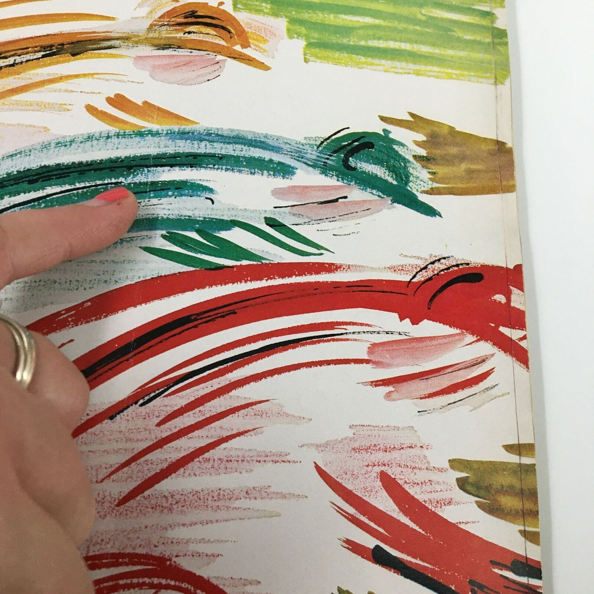 Close-up detail of the cover art from The New Yorker Full Magazine April 22 1961, highlighting the colorful brush strokes and textures of Abe Burnbaum's 'Colorful Race' design.