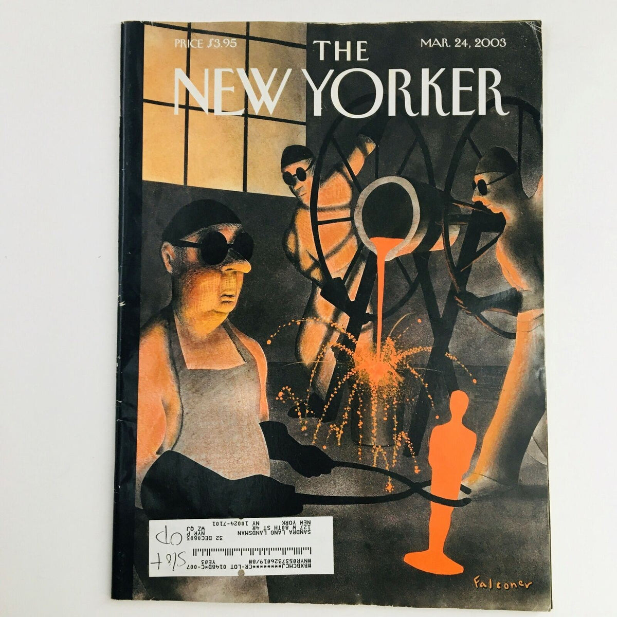 The New Yorker March 24 2003 Full Magazine Theme Cover by Ian Falconer featuring artists in a workshop setting, showcasing Falconer's distinct illustration style.