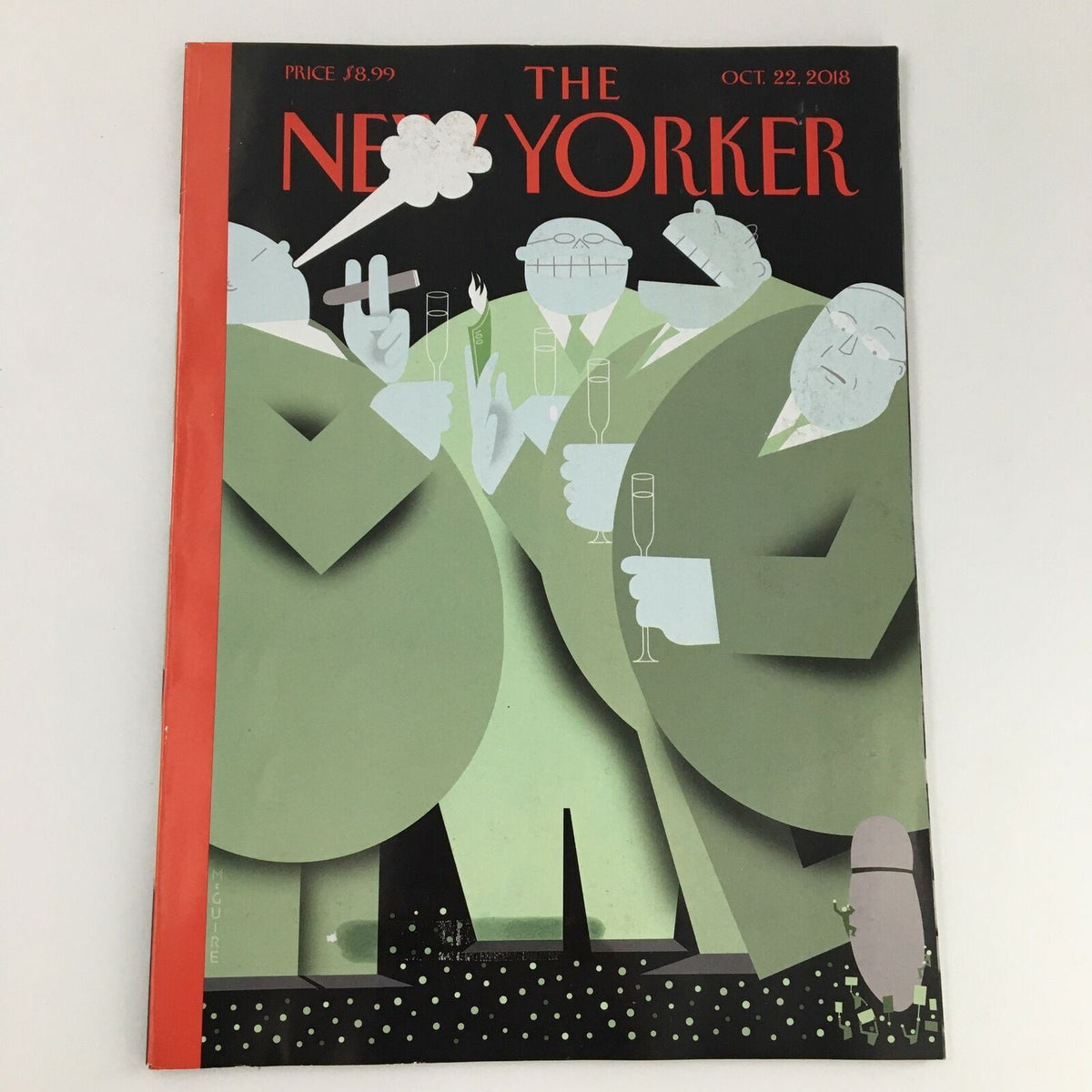The New Yorker October 22, 2018 magazine cover featuring a unique illustration by Richard McGuire, depicting a stylized gathering of people in elegant attire.