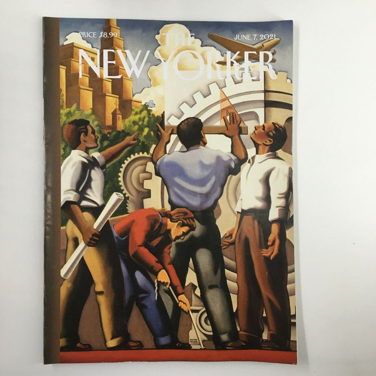 The New Yorker Magazine June 7, 2021, featuring the captivating 'Works in Progress' cover art by Kenton Nelson, showcasing four figures engaging in a creative process.