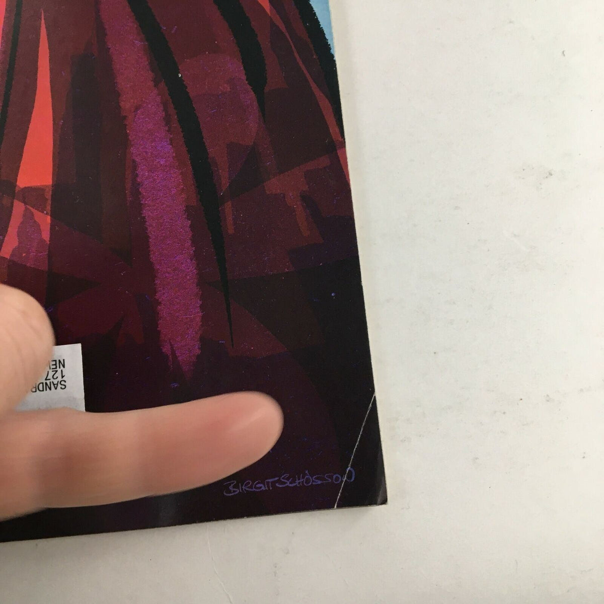 Close-up of the signature of Birgit Schössow on the cover of The New Yorker Full Magazine May 6 2013, showcasing the artist's mark on the artwork 'From The Canal'.