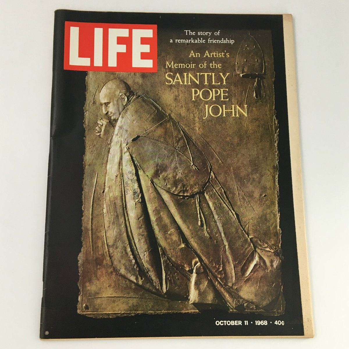 VTG Life Magazine October 11 1968 featuring the Saintly Pope John on the cover, highlighting the artist's memoir of the Pope.