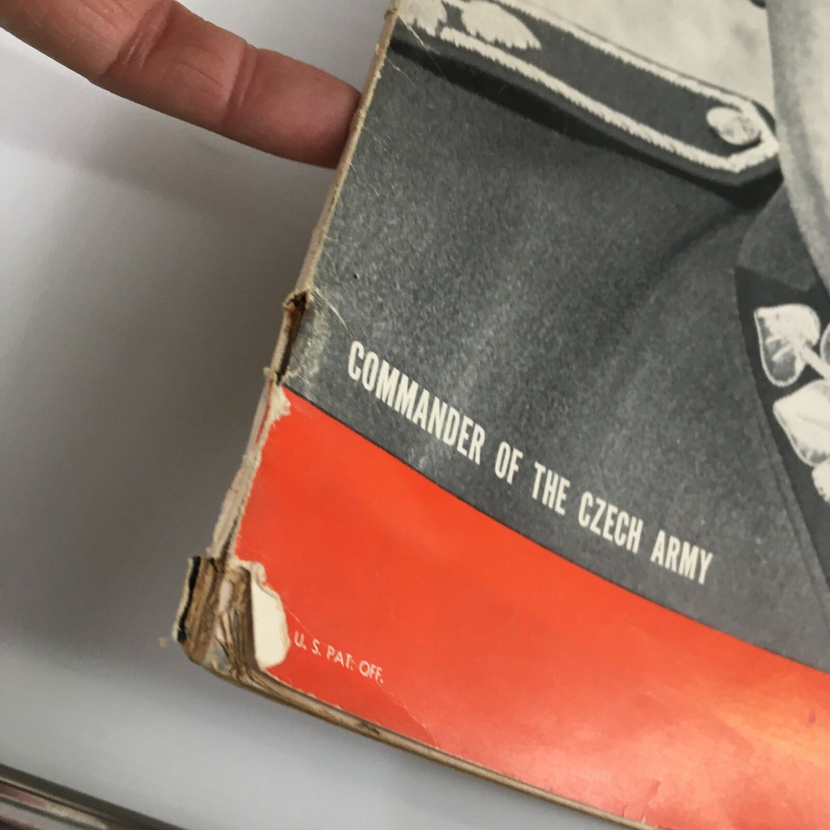 Detailed view of the lower corner of the VTG Life Magazine May 30 1938 cover highlighting the caption 'Commander of the Czech Army.'