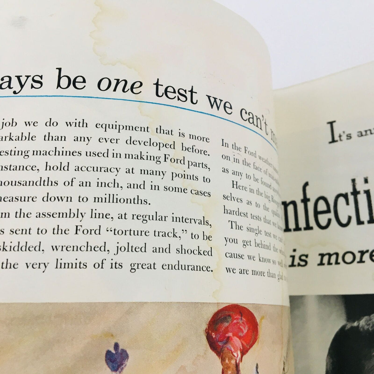 Inside Vintage Life Magazine dated April 28, 1941, featuring an article about Ford's testing equipment with historical context and visual appearance.