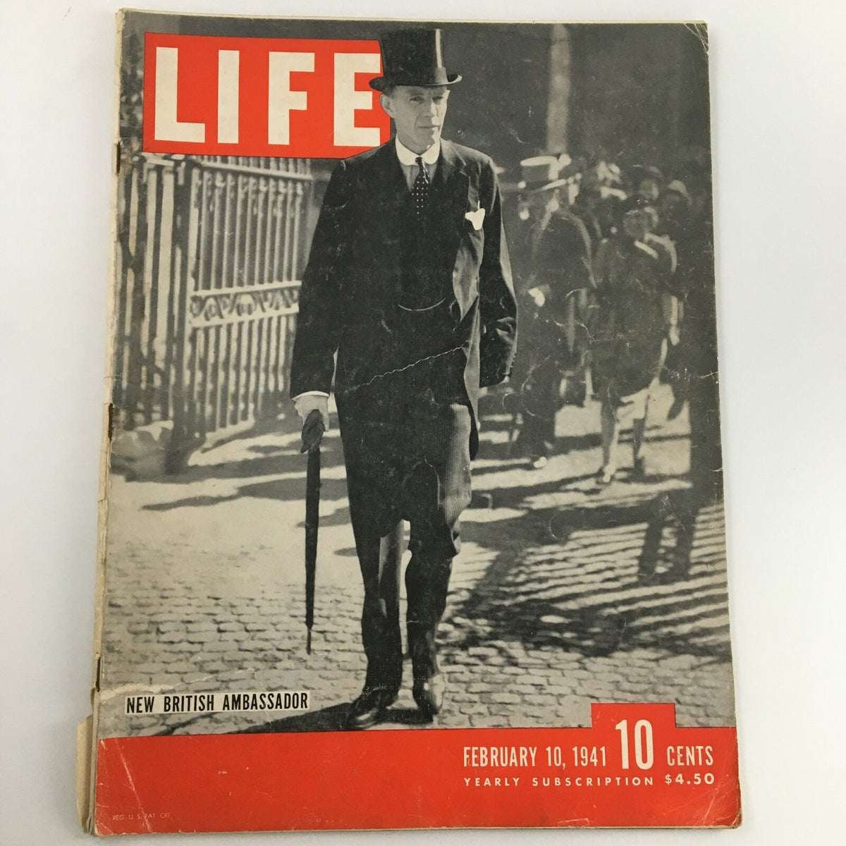 VTG Life Magazine February 10, 1941 featuring Sir Robert Leslie Craigie on the cover, showcasing vintage design and historical significance.
