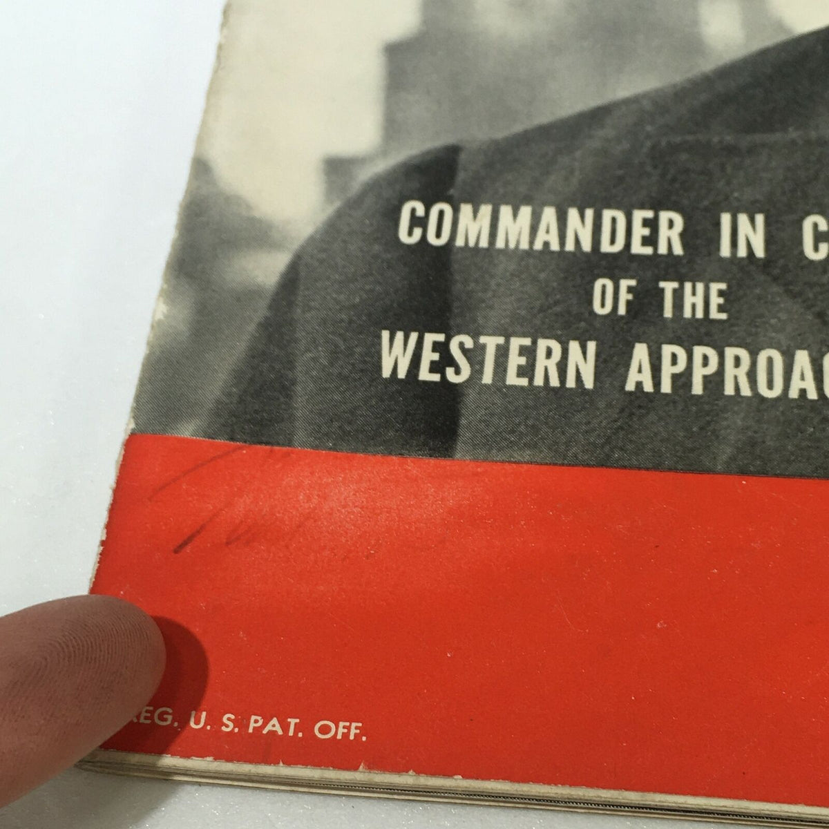 Close-up of the cover of VTG Life Magazine August 2 1943, detailing the title Commanded in Chief of the Western Approaches, highlighting its vintage condition.
