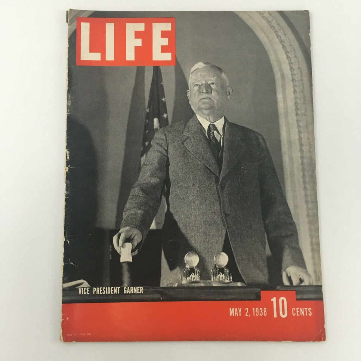 Cover of VTG Life Magazine dated May 2, 1938 featuring Vice President Garner, showcasing historical context and vintage appeal.