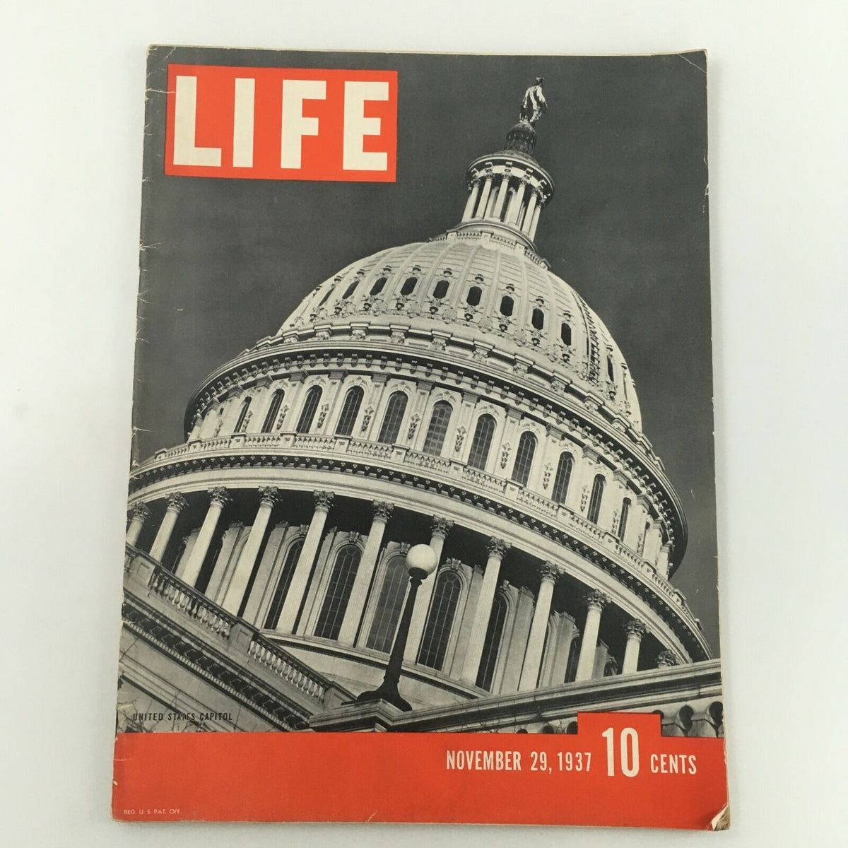 VTG Life Magazine November 29 1937 featuring a prominent black-and-white photo of the United States Capitol, highlighting its architectural details and historical significance.