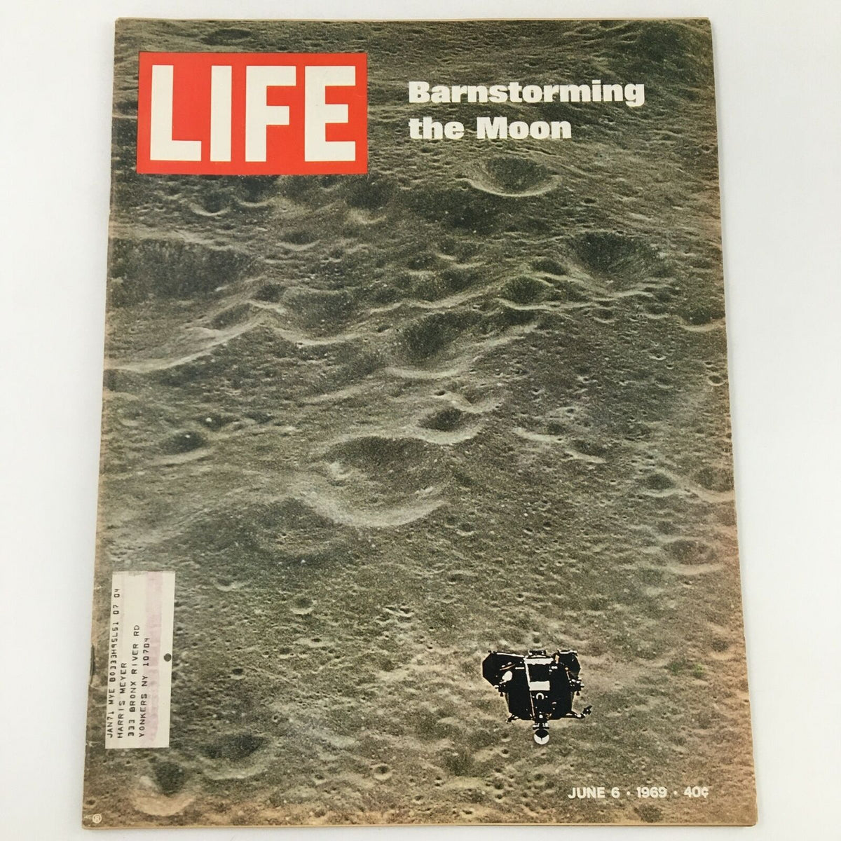 VTG Life Magazine June 6 1969 featuring the cover story 'Barnstorming the Moon', showcasing lunar surface imagery and a spacecraft.