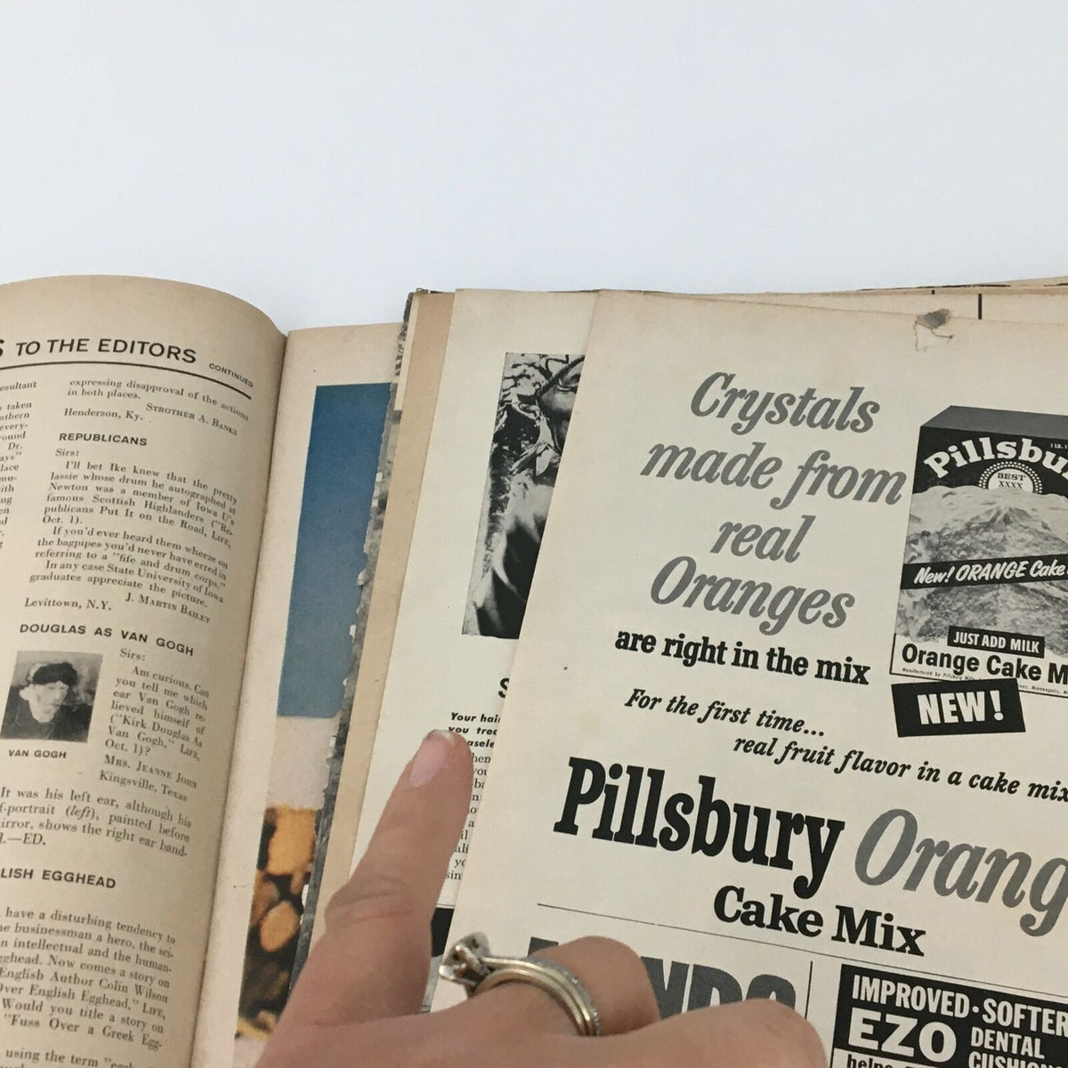 Inside view of the October 22, 1956 Life Magazine featuring advertisements, providing a glimpse into vintage publications from the era.