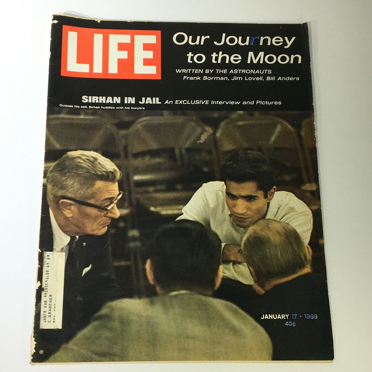 VTG Life Magazine January 17 1969 featuring Sirhan Sirhan in Jail cover with prominent headline and photo of Sirhan with his lawyers.