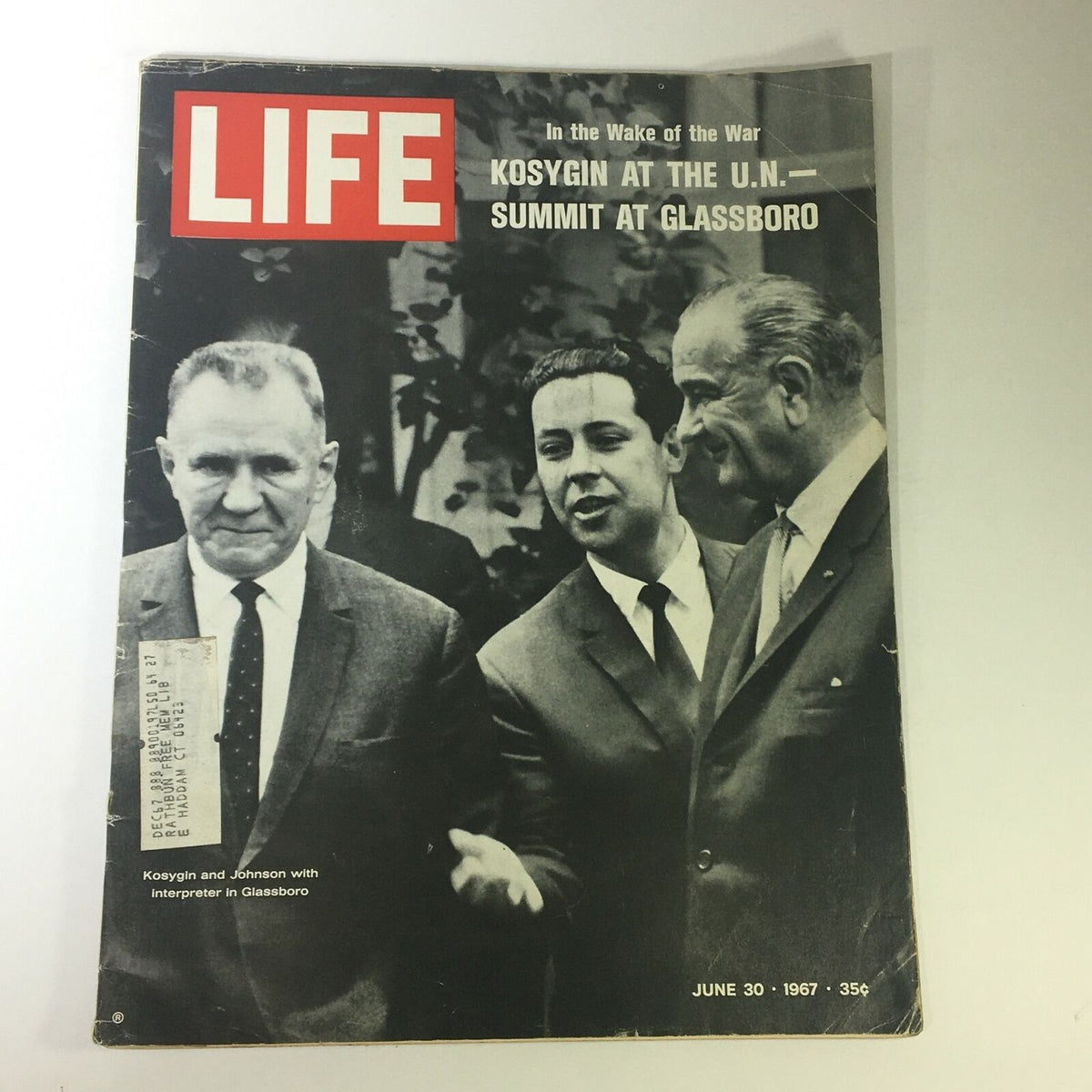 Cover of VTG Life Magazine June 30 1967 featuring Alexei Kosygin and Richard Nixon during the Cold War era.