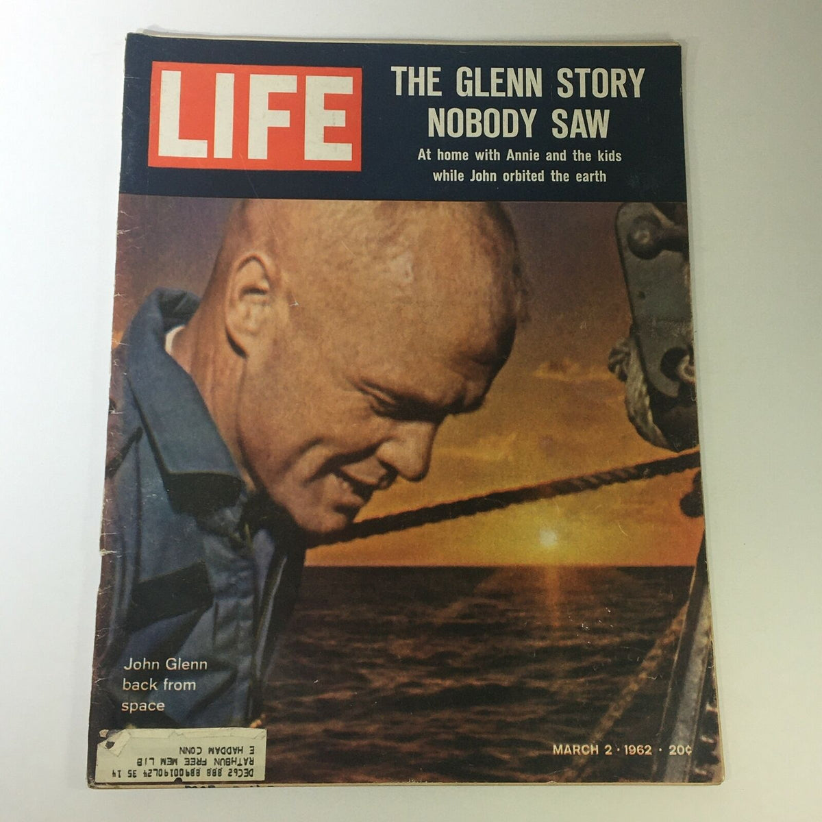 VTG Life Magazine March 2 1962 featuring John Glenn back from space on the cover, showcasing a historic moment in American space exploration.