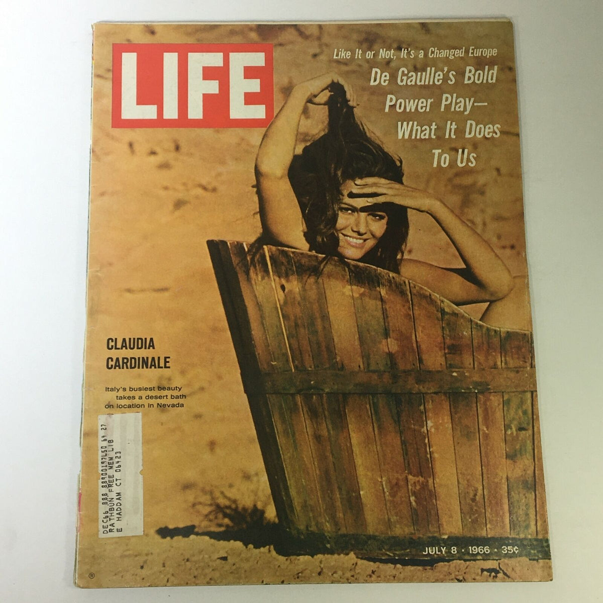 Vintage Life Magazine from July 8, 1966 featuring Italian model Julia Cardinale on the cover. The magazine displays a captivating photograph of Julia in a rustic setting, showcasing the charm and elegance of the 1960s.