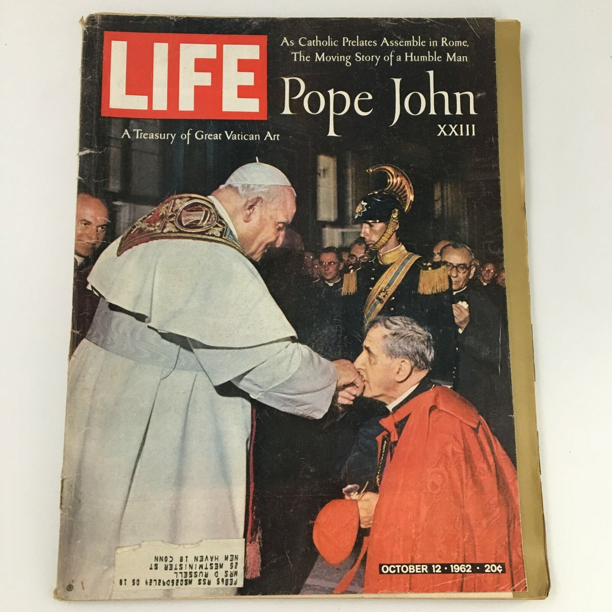 Vintage Life Magazine October 12 1962 featuring Pope John XXIII on the cover, showcasing a significant moment in Vatican history.