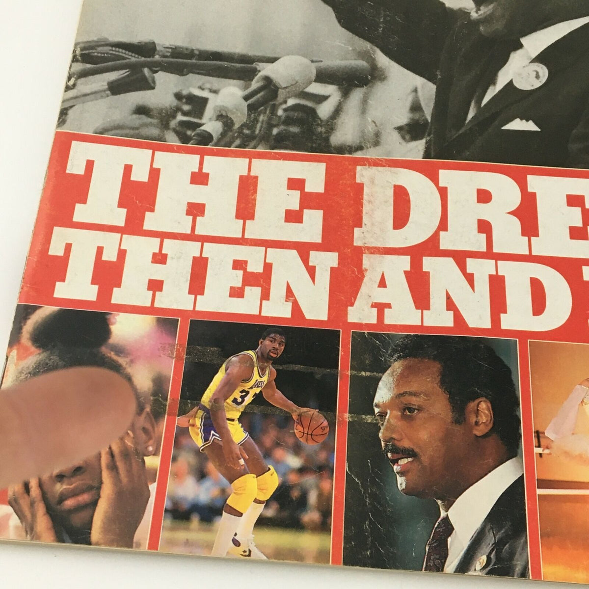 Close-up view of the cover of VTG Life Magazine Spring 1988, featuring Martin Luther King, highlights the title 'The Dream Then and Now' with additional images of notable figures.