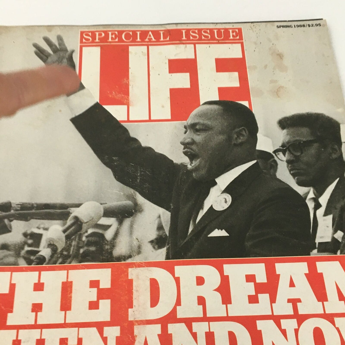 Another angle of the cover of VTG Life Magazine Spring 1988, showcasing Martin Luther King passionately speaking, titled 'The Dream Then and Now', emphasizing its historical significance.