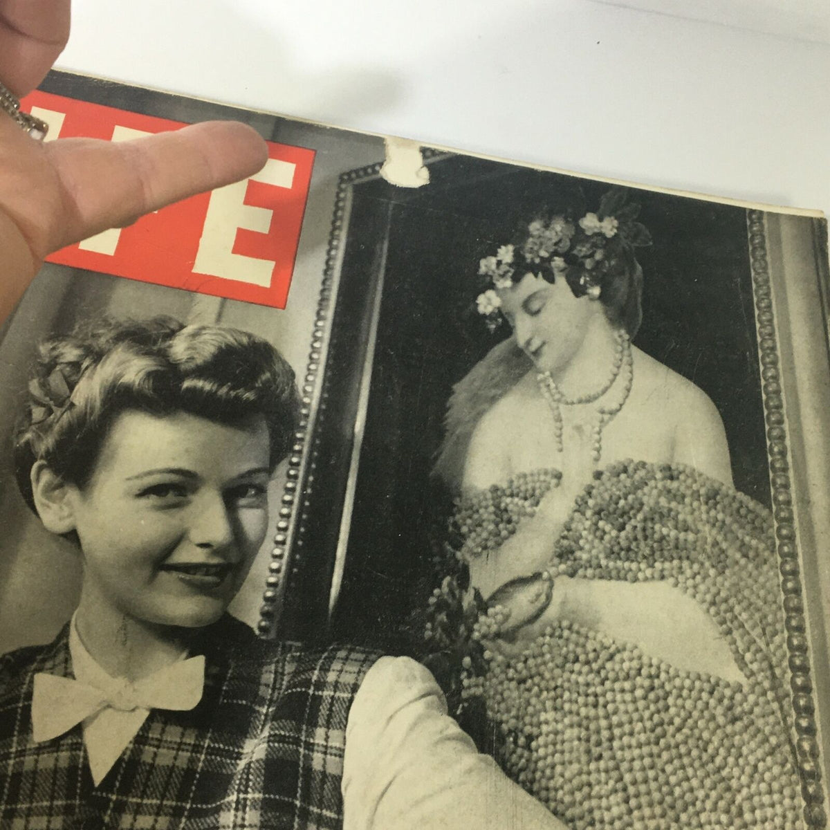 Close-up view of the VTG Life Magazine November 16 1942 cover, highlighting the model with a warm winter theme and vintage aesthetics.