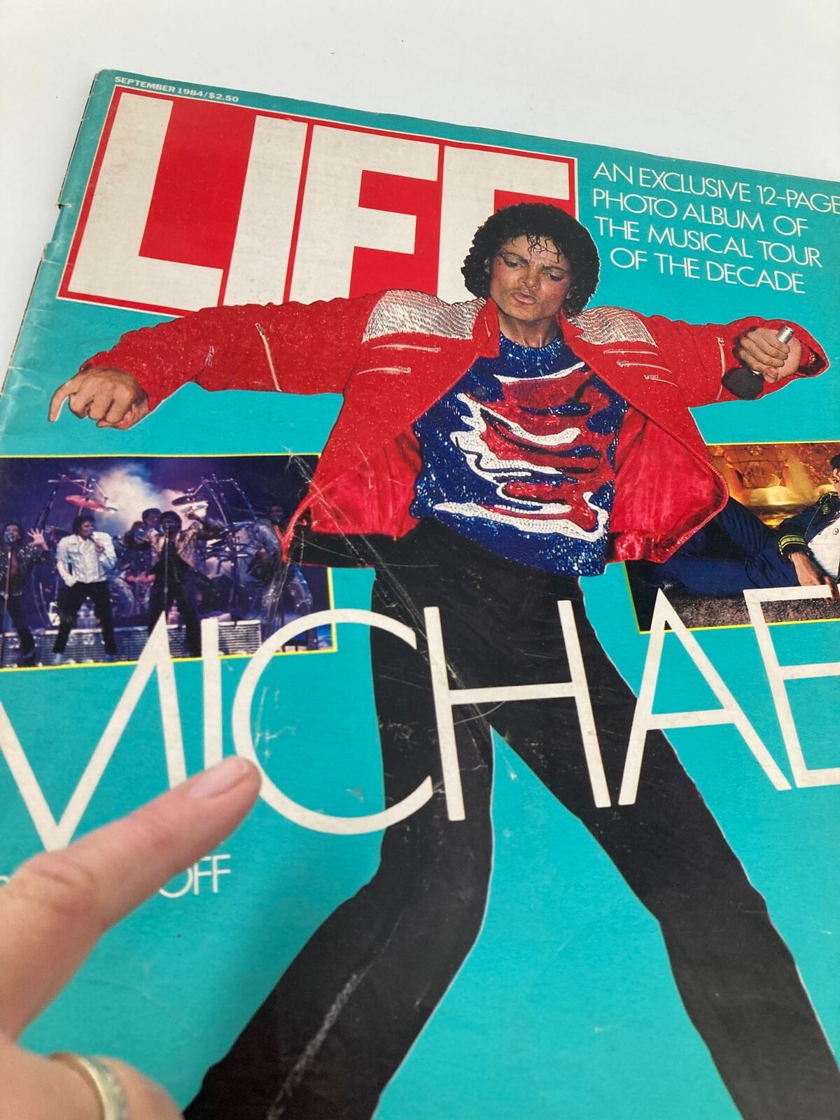 Cover of VTG Life Magazine September 1984 featuring Michael Jackson on stage and off. The magazine highlights iconic images and moments from Michael's performances, showcasing vibrant photography and bold typography.