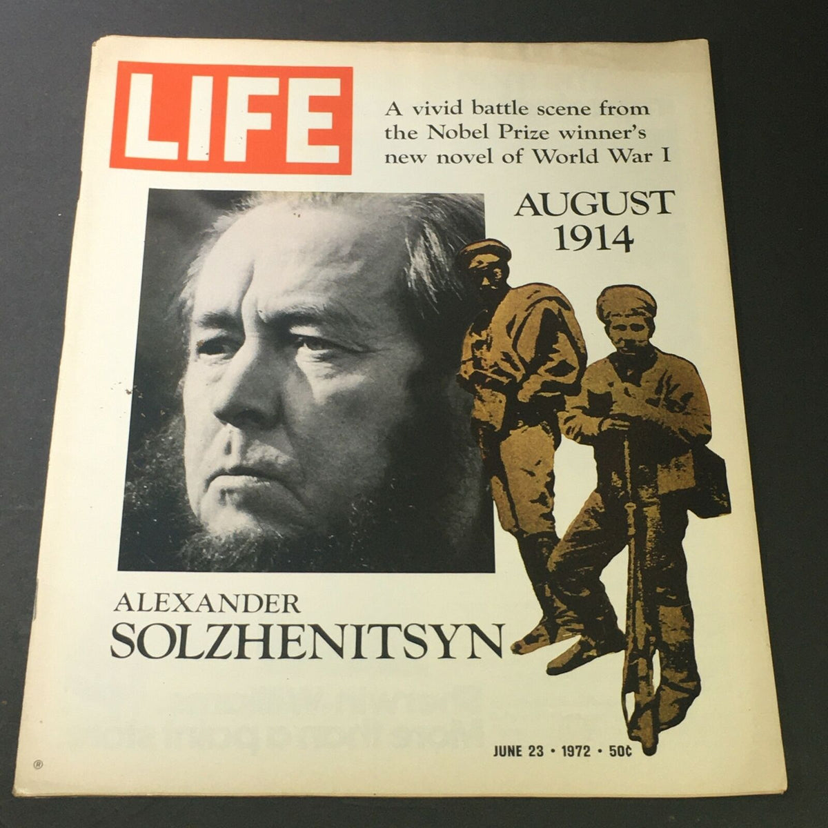 Cover of VTG Life Magazine dated July 23, 1972, featuring Alexander Solzhenitsyn and highlighting 'August 1914' from World War I.