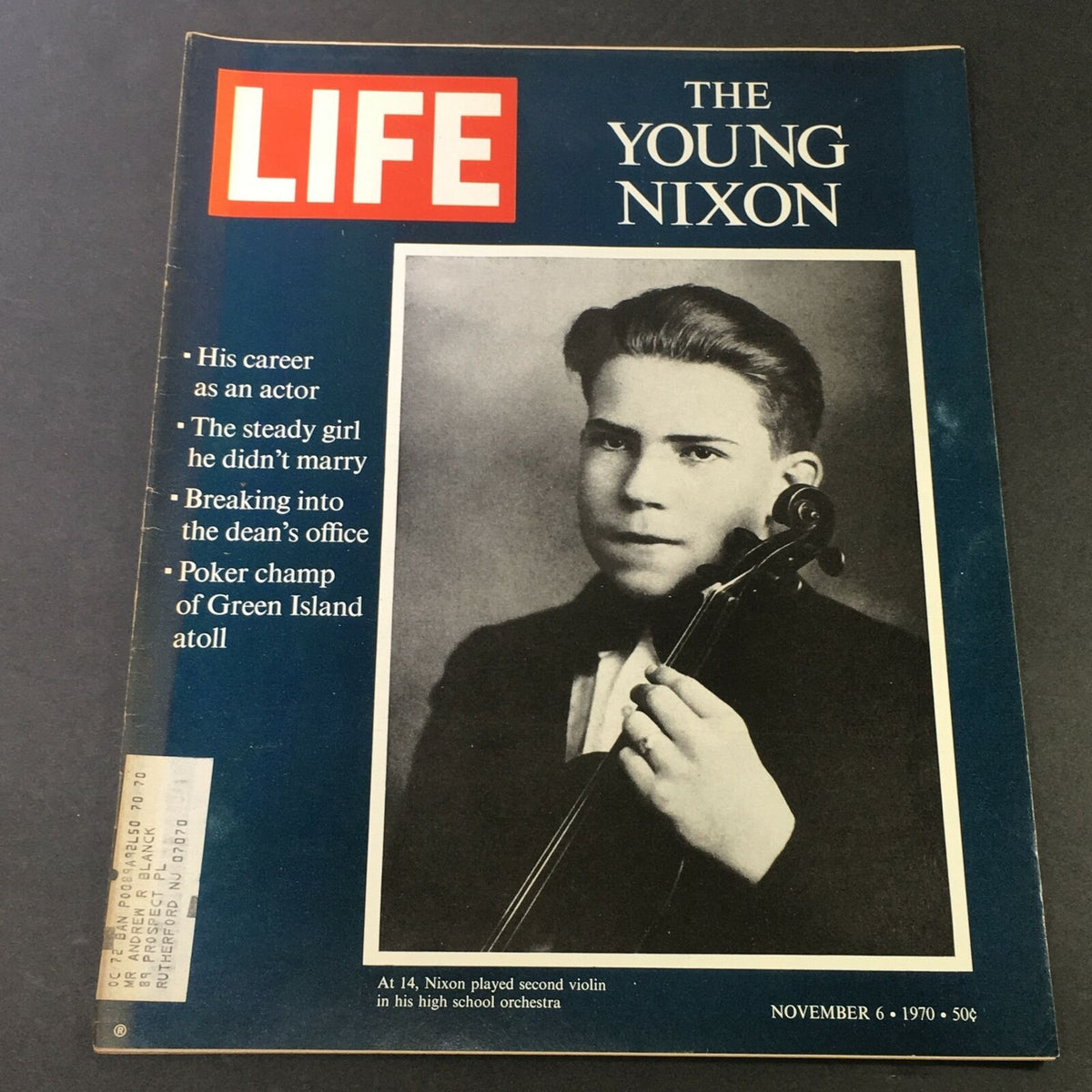 Cover of VTG Life Magazine November 6 1970 featuring a young Richard Nixon, showcasing his early career and achievements, including his time as a poker champion at Atoll.