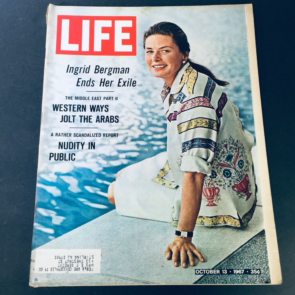 VTG Life Magazine October 13 1967 cover featuring Ingrid Bergman Ends Her Exile with a vibrant background and bold LIFE logo.