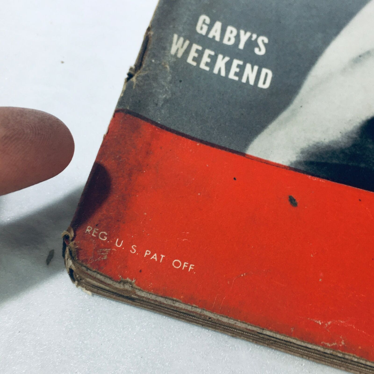Close-up image showing the edge of the VTG Life Magazine from March 8, 1948, featuring 'Gaby's Weekend'. The photo highlights minor wear and the 'REG. U.S. PAT OFF.' inscription on the cover.