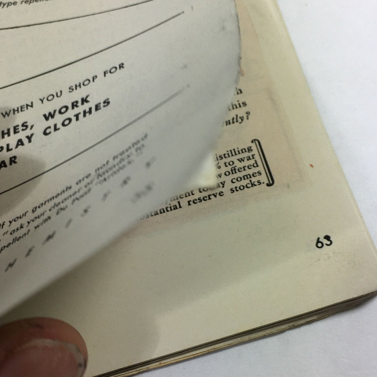 Close-up of a partially turned page in the VTG Life Magazine February 8 1943 - Plane Spotter Photographed, revealing vintage content and magazine details.