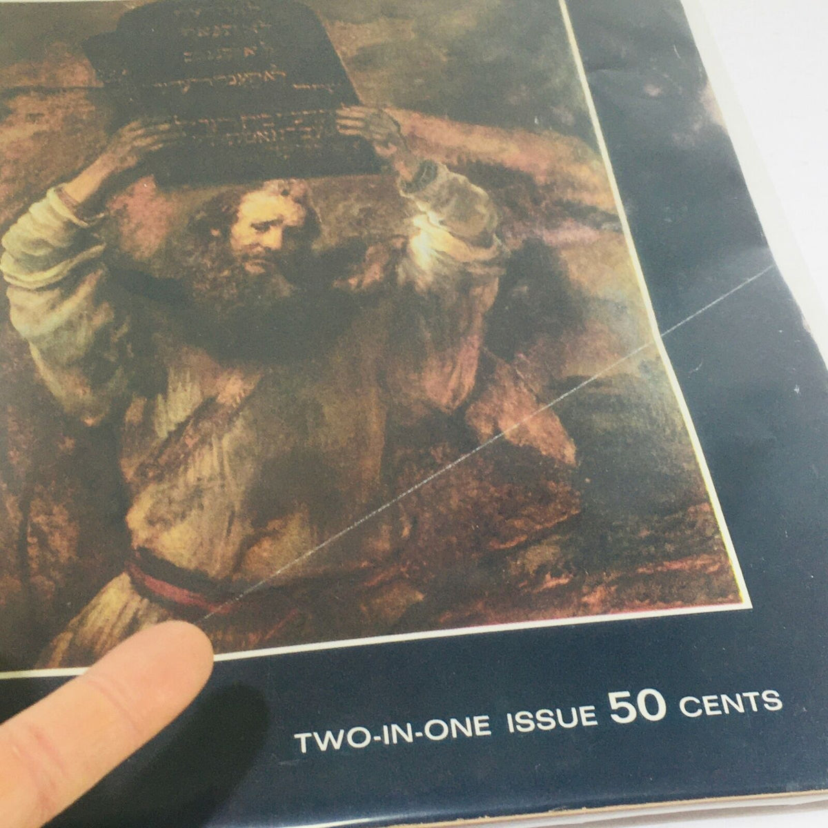 Close-up view of the cover of VTG Life Magazine: December 25 1964, showcasing Moses by Rembrandt and the magazine's pricing and publication details.