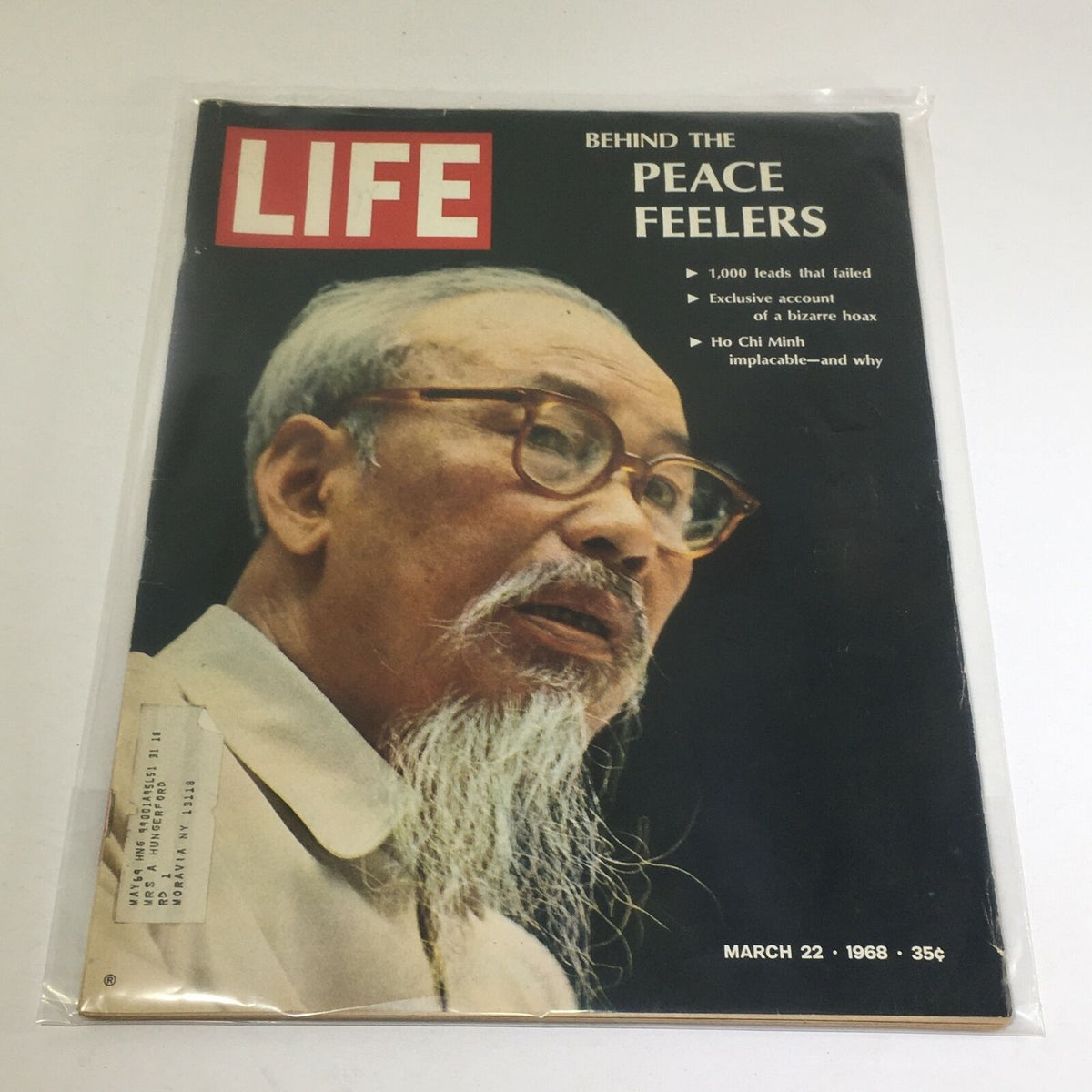 VTG Life Magazine: March 22 1968 cover featuring Ho Chi Minh, titled 'Behind The Peace Feelers', highlighting historical content related to the Vietnam War and peace initiatives.