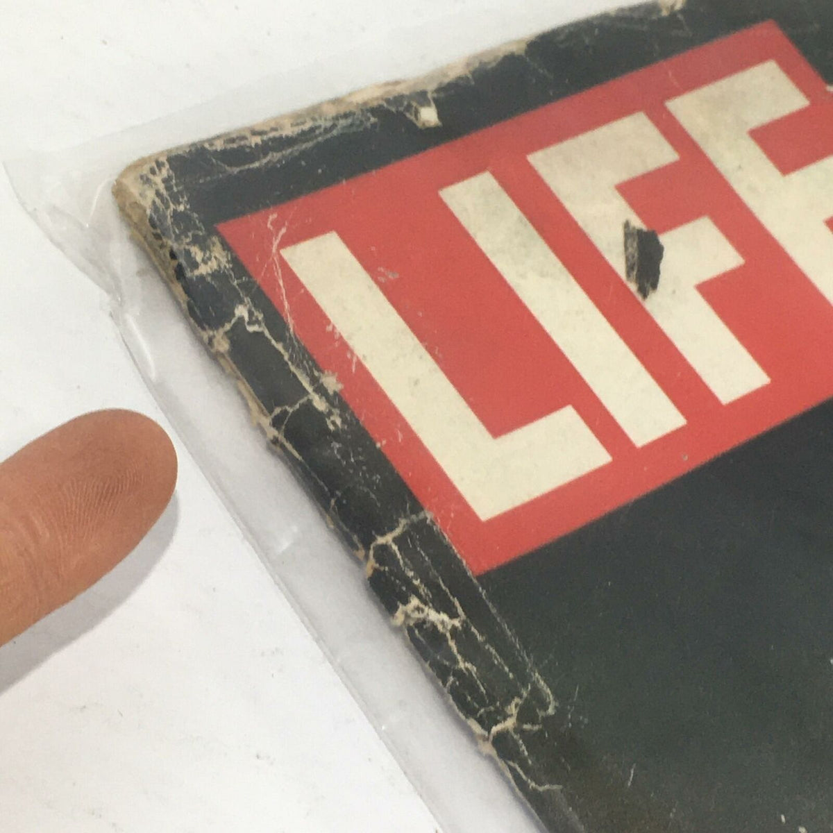 Side view of the vintage Life Magazine from May 24, 1968, showcasing the notable wear and tear on the cover, highlighting its historical value featuring John Vliet Lindsay.