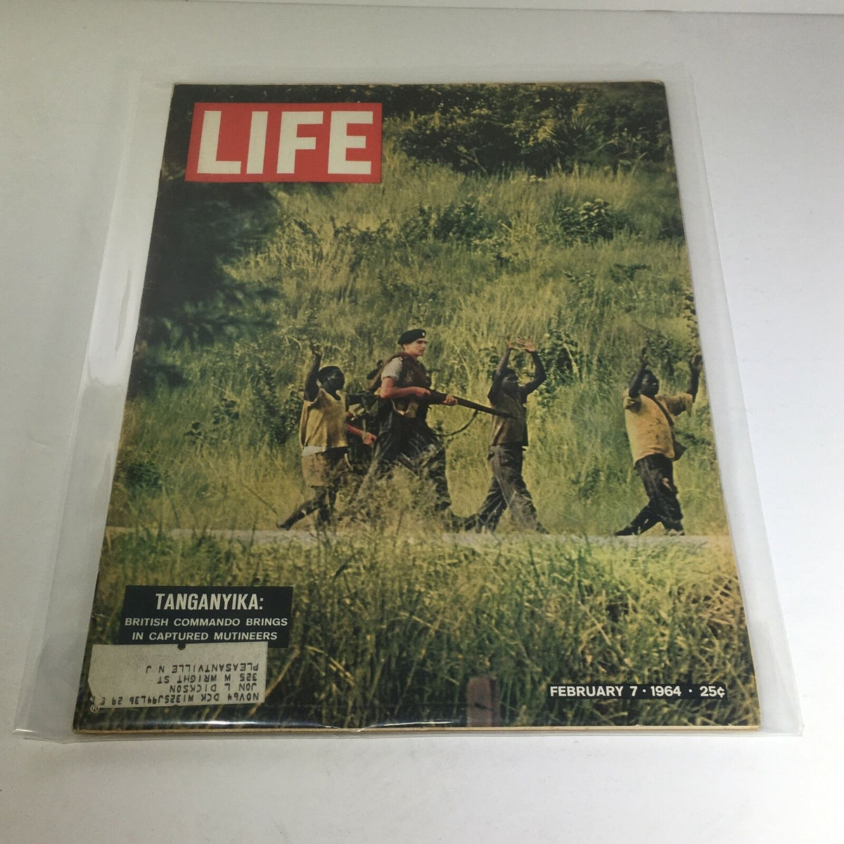 VTG Life Magazine February 7 1964 featuring a British Commando bringing captured mutineers in Tanganyika, showcasing a dramatic historical moment.