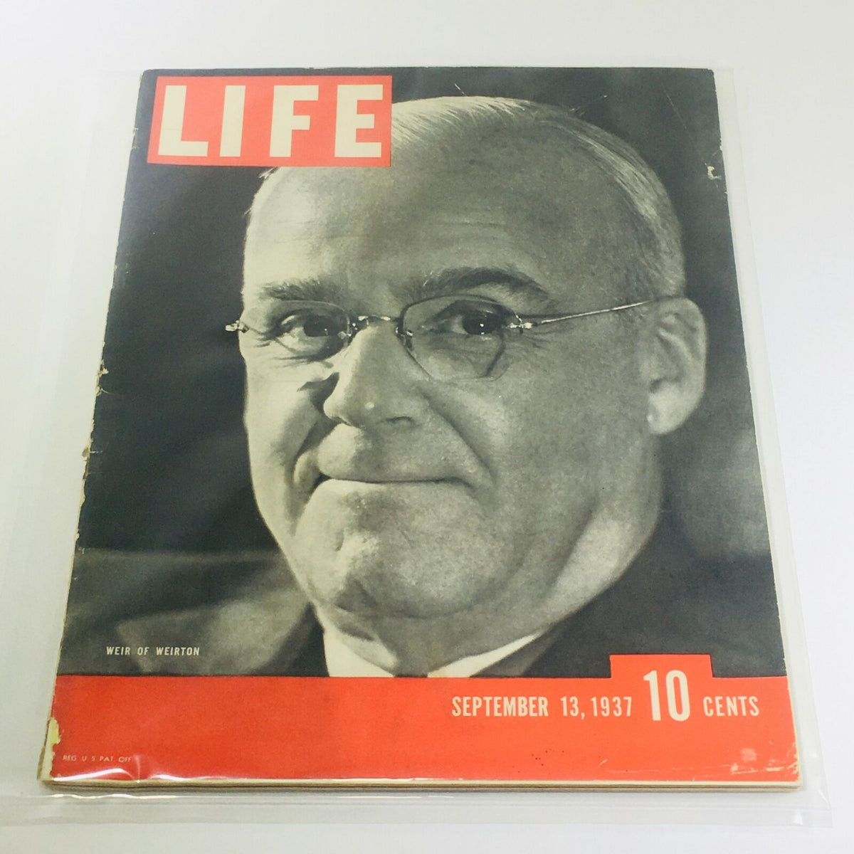 Vintage Life Magazine Cover from September 13, 1937 featuring Weir of Weirton, showcasing the historical and aesthetic appeal of this collectible.