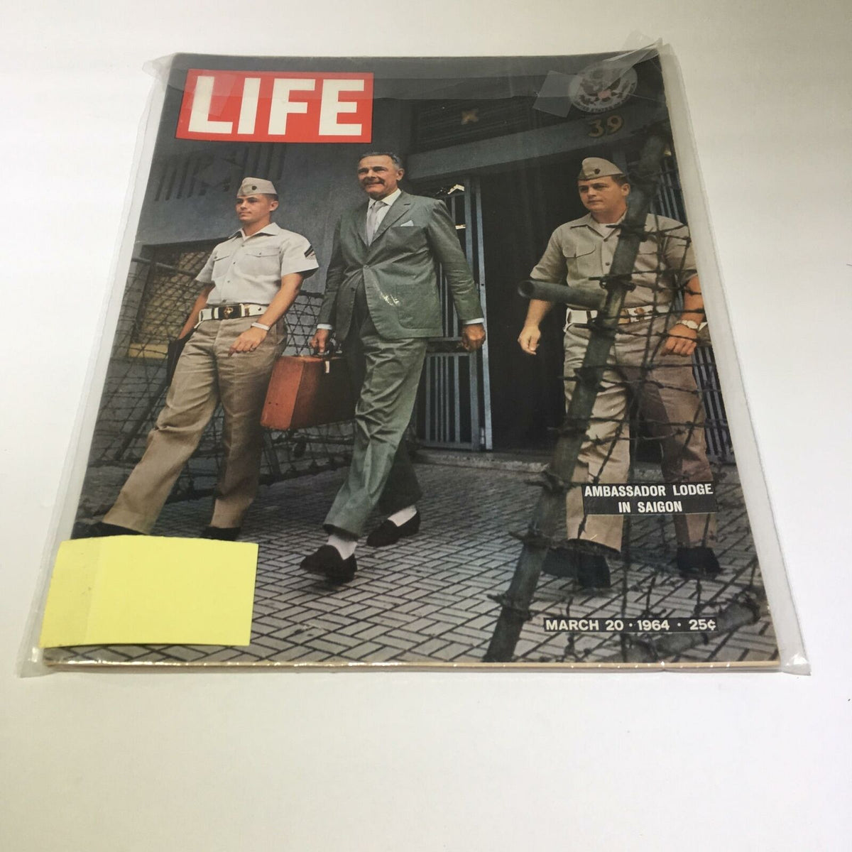 Vintage Life Magazine cover from March 20, 1964 featuring Ambassador Henry Cabot Lodge Jr. in Saigon, showcasing historical imagery and context around the Vietnam War.