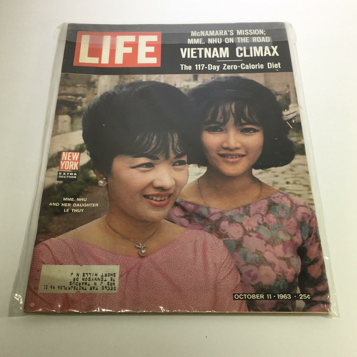Cover of Life Magazine October 11, 1963 featuring Madame Nhu and her daughter Le Thuy, highlighting the Vietnam Climax story, showcasing cultural and historical significance of the period.