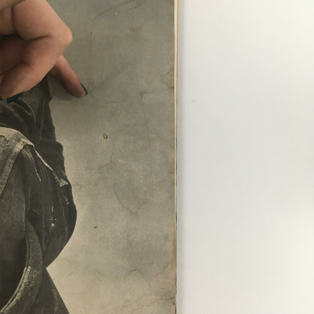 Close-up of the side edge of the cover of VTG Life Magazine June 16, 1947 highlighting minor imperfections.