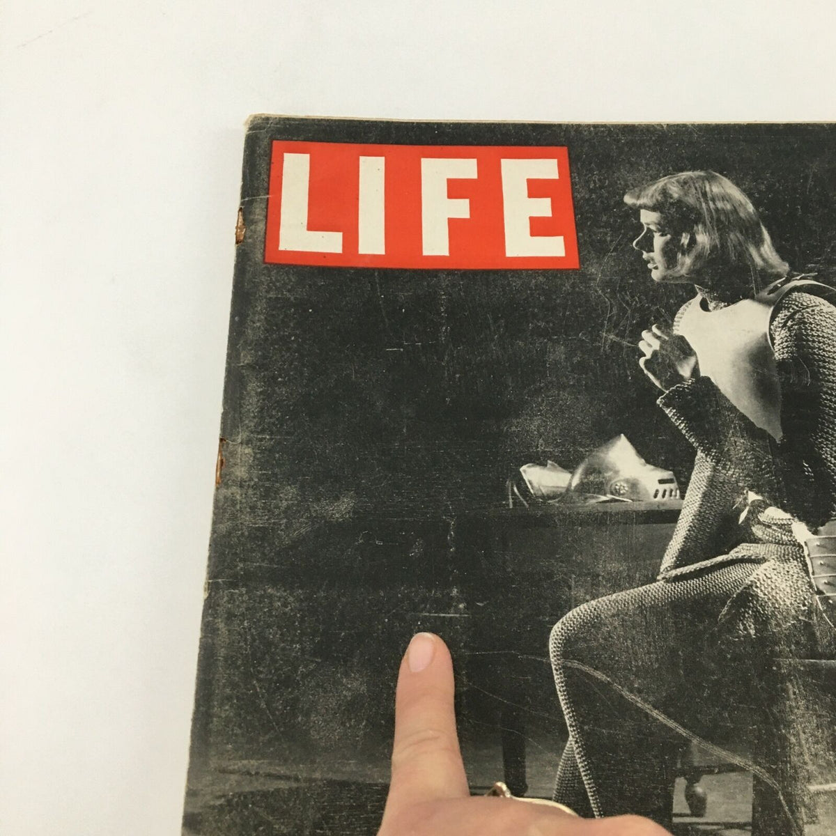 Close-up of VTG Life Magazine December 2 1946 cover, highlighting Ingrid Bergman in "Joan of Lorraine," emphasizing its vintage charm.