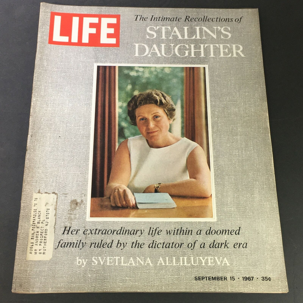 Vintage Life Magazine cover from September 15, 1967 featuring an article on Svetlana Alliluyeva, the daughter of Joseph Stalin, highlighting her extraordinary life and experiences within a politically tumultuous family.