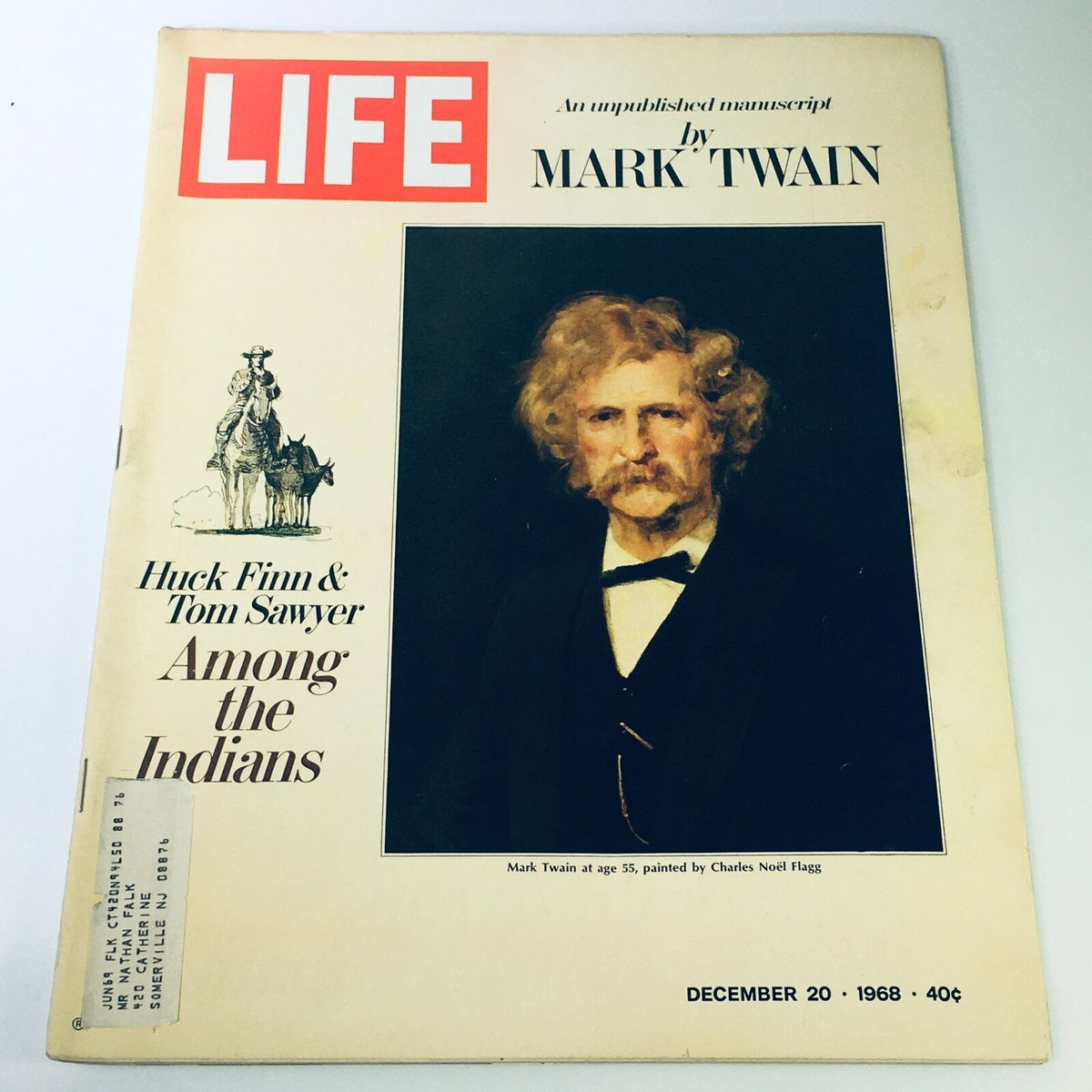 Cover of VTG Life Magazine from December 20, 1968 featuring Mark Twain, painted by Charles Noel Flagg, showcasing a vintage publication relevant to literary history.