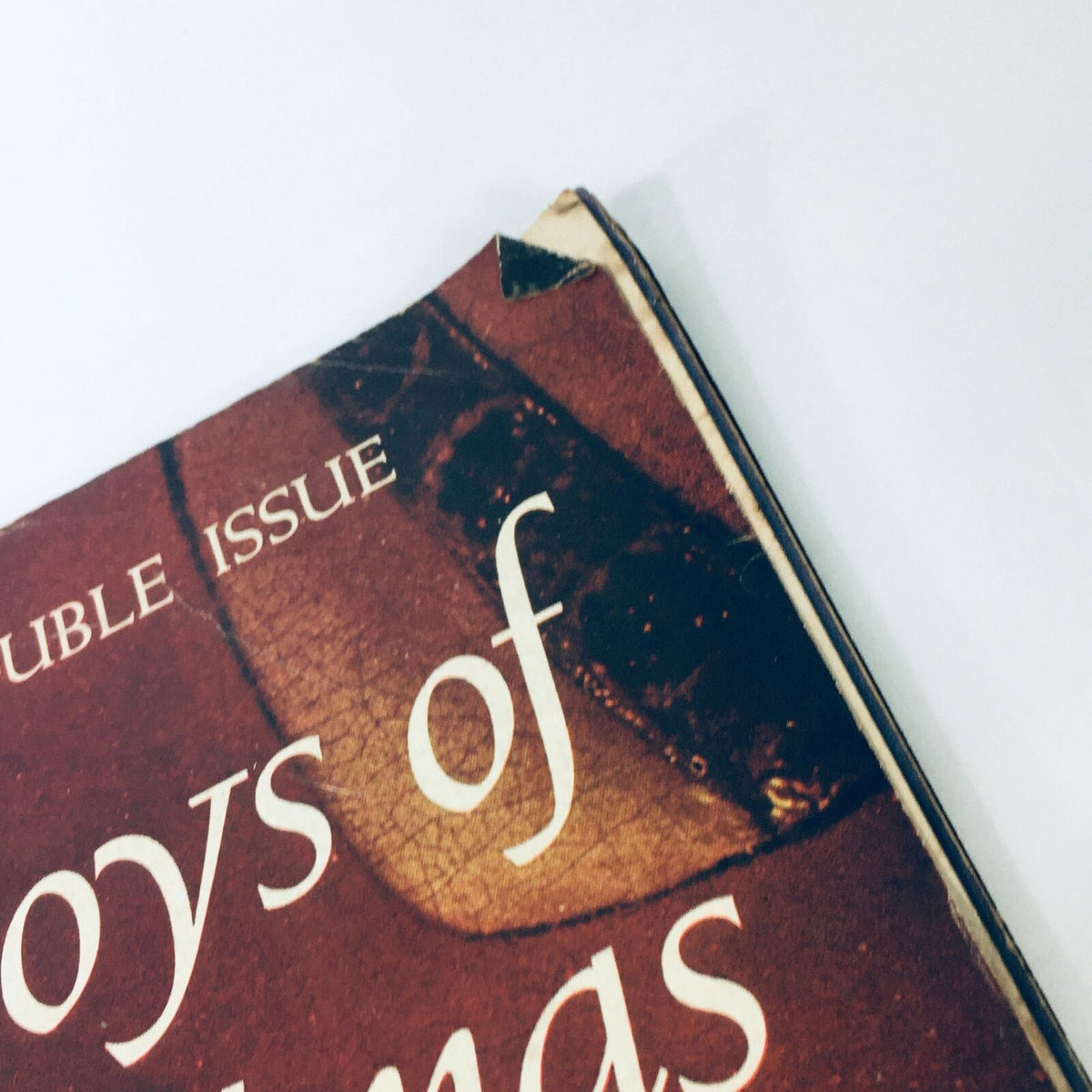 Close-up of the corner of VTG Life Magazine December 15 1972, Special Double Issue: Joys of Christmas, highlighting wear and tear.