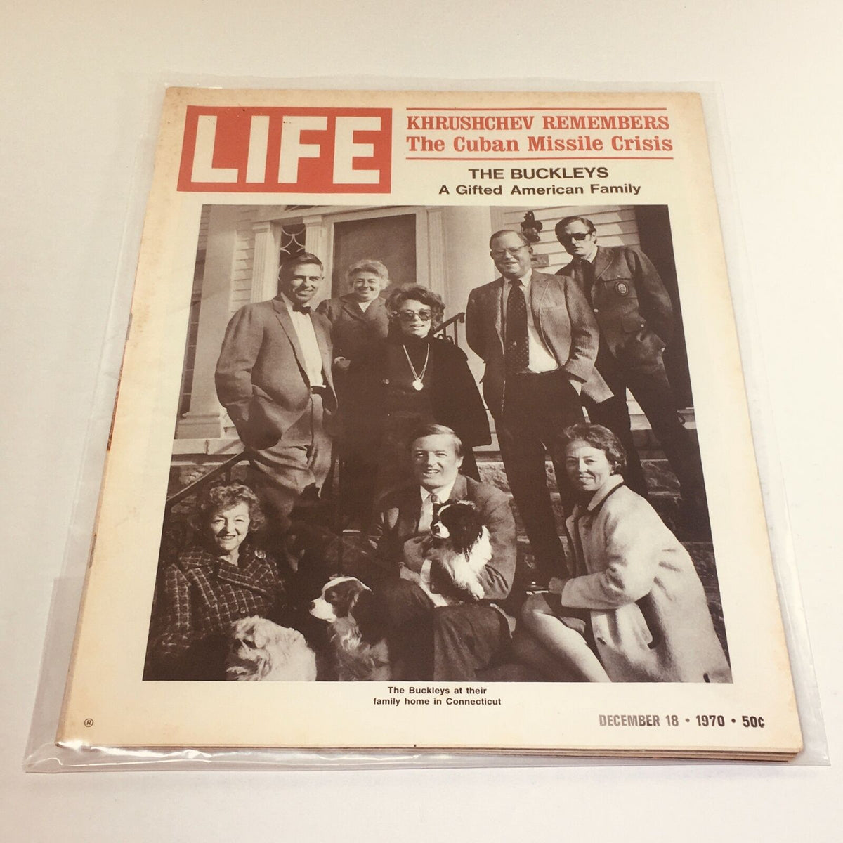 VTG Life Magazine Cover: December 18 1970 - Features a portrait of The Buckleys, a gifted American family, at their home in Connecticut, capturing a moment in American history.